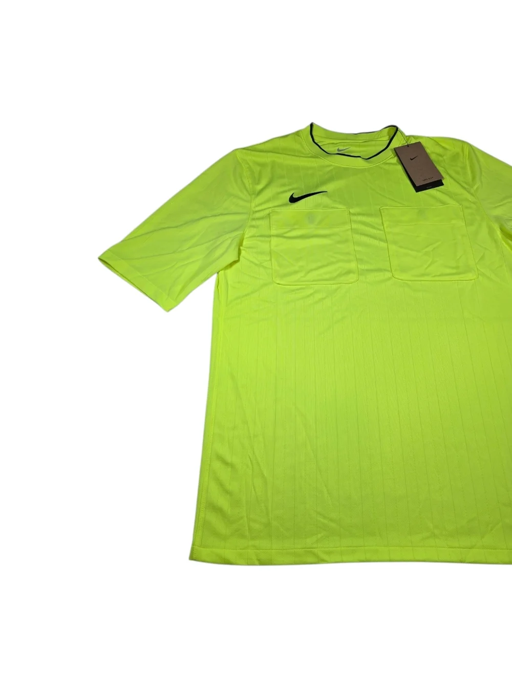 NWT‎ Nike Dri-Fit Soccer Referee Volt Yellow Double Pocket Jersey Men's Sz Large